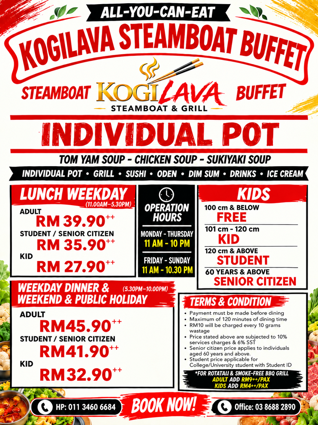KogiLava buffet pricing